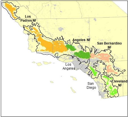 A map showing the Southern California study region